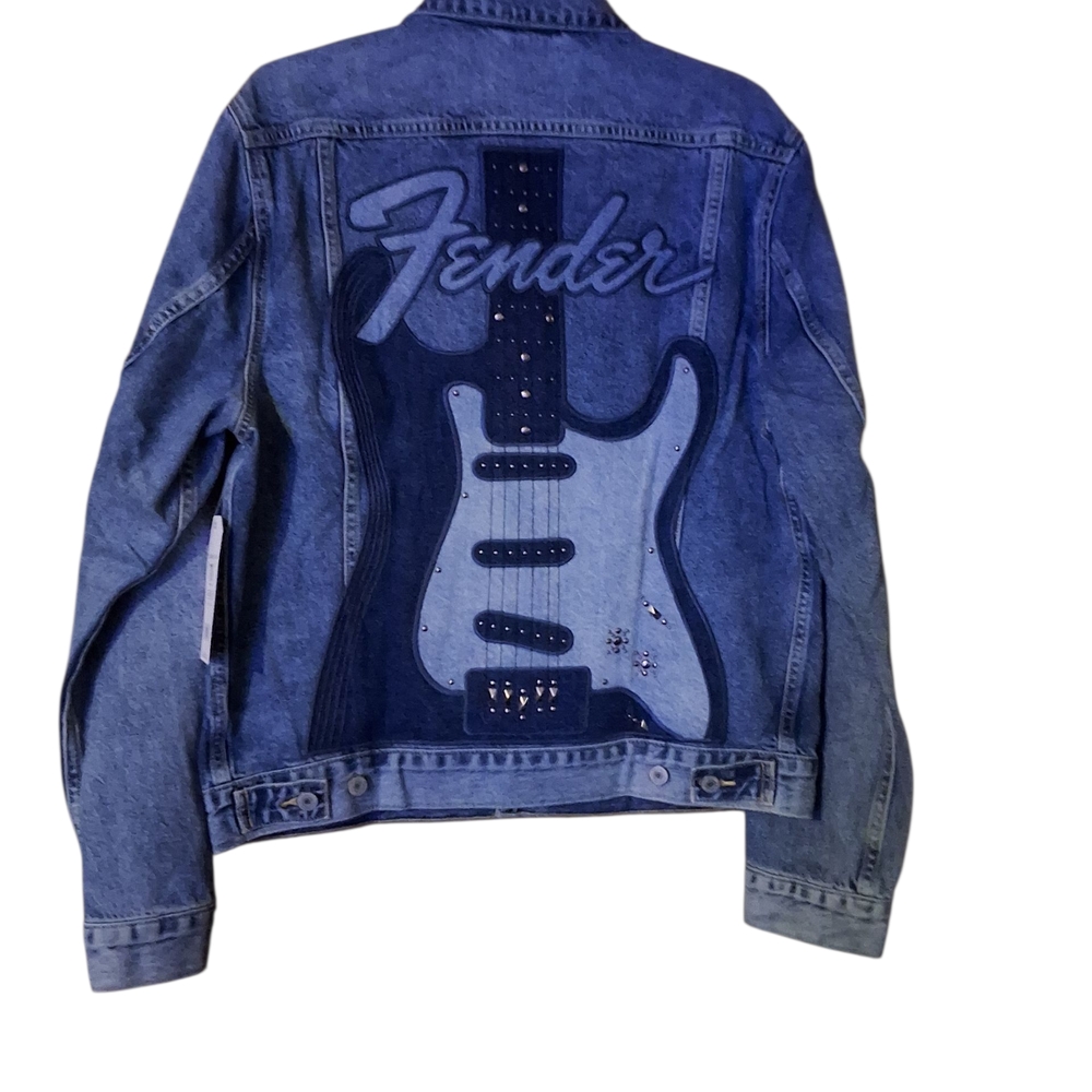 Fender Blue Denim Jacket with Guitar Motif